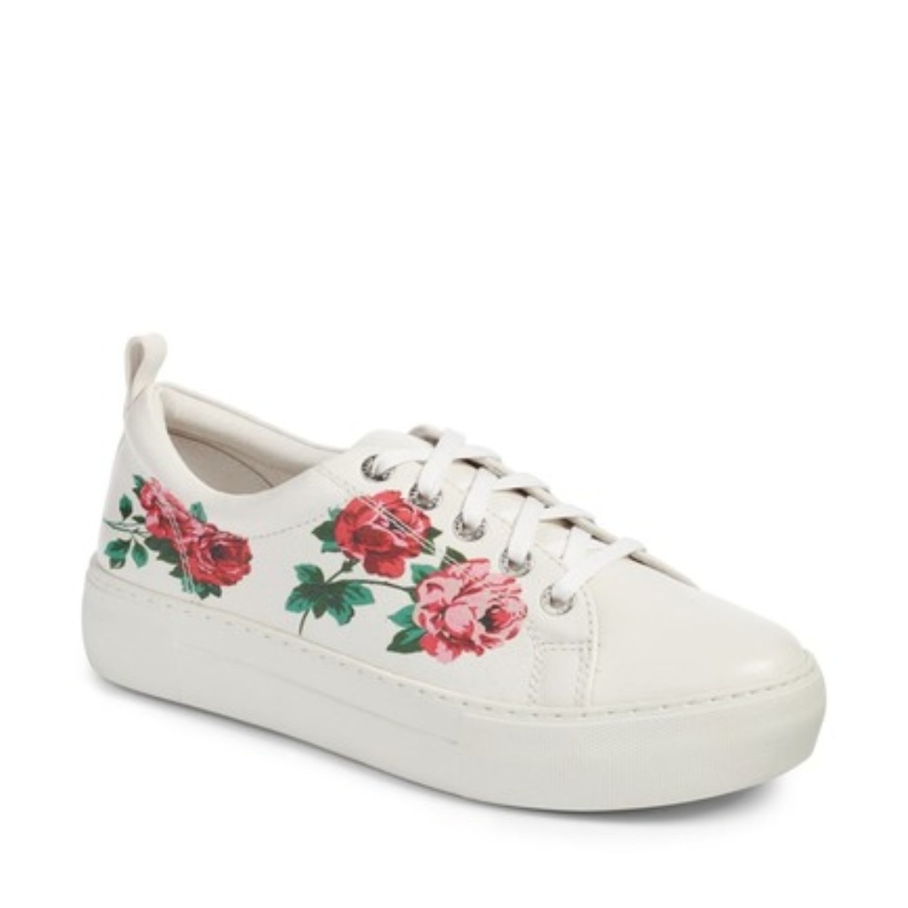 J/Slides Adel Floral Leather Sneaker White
